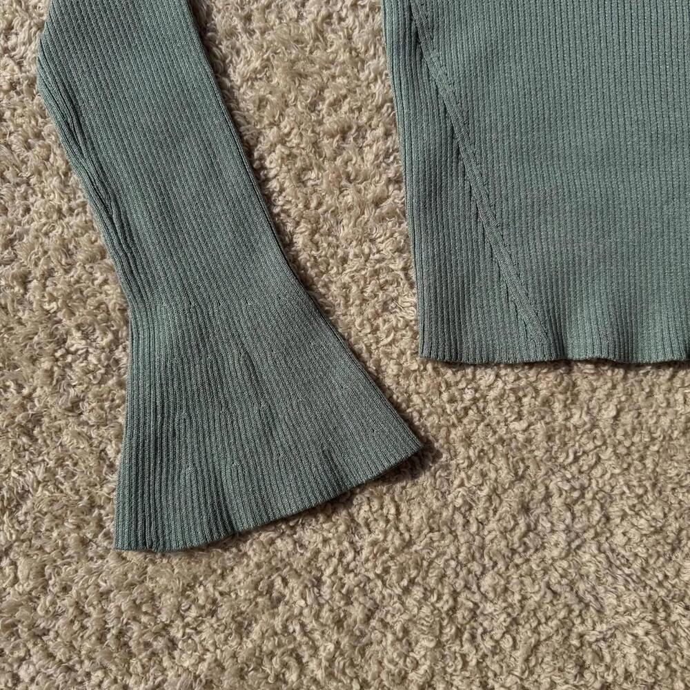 Ribbed Bell Sleeve Sweater Top Muted Sage Future Collective XXS NWT - Picture 3 of 4
